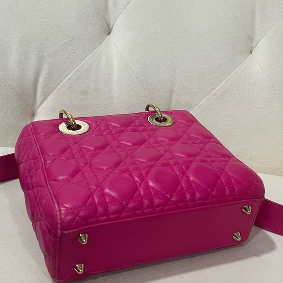Lady Dior Pink Small Quilted with gold tone hardware pins strap - Picture 6 of 10
